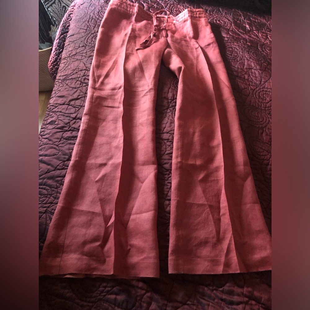 Zara Basic Coral Ramie Linen Pants. Size 8